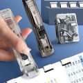 Portable Handheld Paper Clam Clip Dispenser with 50Pcs Reusable Stainless Steel Metal Refill Clips Fast Paper Clipper for Office Document School Supplies.