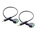 2X 3.5mm Screw Terminal Adapter Speaker Cable 4-Core Stereo TRRS Male Hole to AV 4 Screw Terminal Balun Connector Cable. 