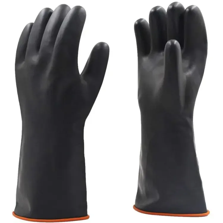 Industrial Use heavy duty Black Rubber Latex Gloves with smooth