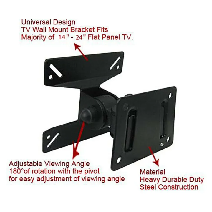 Universal%20TV%20Wall%20Mount%20Swivel%20Tilt%20180%20Degrees%20PC%20Monitor%20TV%20Bracket%2014-24%20Inch%20-%20Image%203
