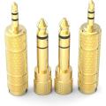 Adapter 6.35mm (1/4 Inch) Male to 3.5mm (1/8 Inch) Female and 3.5 mm Male Plug to 6.35 mm Female Jack, Audio Stereo TRS Converter Adapters (4 -Pack Gold Plated). 