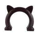 Cat Door Interior CatHead Shaped Plastic Cat Pass Through Door with Fish Bone Pattern(Brown ).