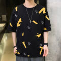 Black All-Over Printed Summer T-Shirt For Men - Genji - গেঞ্জি ছেলেদের. 