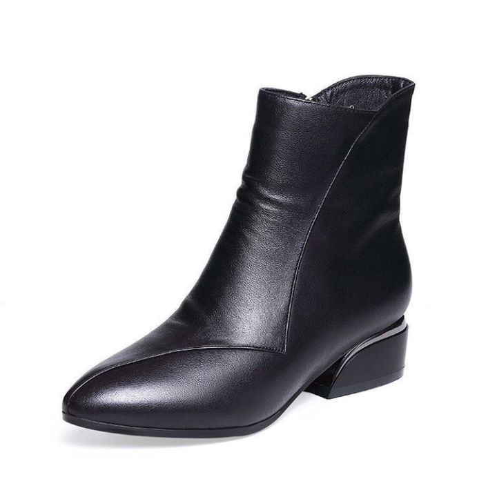 Mature%20fashion%20mom%20leather%20boots%20mid%20heel%20women's%20boots%20autumn%20and%20winter%20new%20korean%20version%20pointed%20toe%20block%20heel%20short%20fashion%20boots%20for%20women%20-%20Image%205