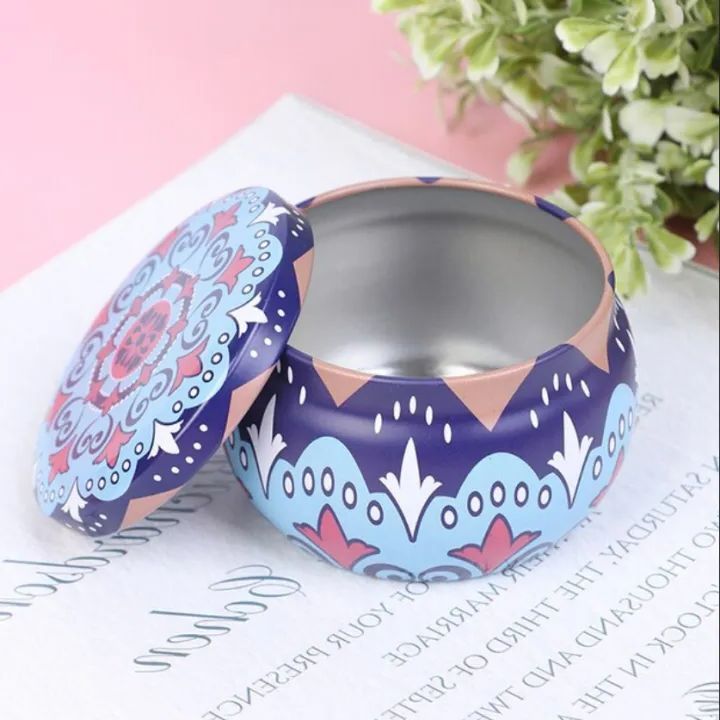 Designer Candy Box 1pc Drum-shaped Empty Mandala Designer Box Home Decor Party Supply Tea Pot Tin Box