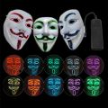 Halloween Face Mask Led Hacker Masks V Vendetta Mask Adults Luminous Led Light Up PVC Headgear Anime Anonymous Helmet Party Prop.
