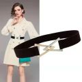 【beauty code store】2021 Designer luxury triangle elastic belt ladies decorative suit coat ladies waist dress black woman belt. 