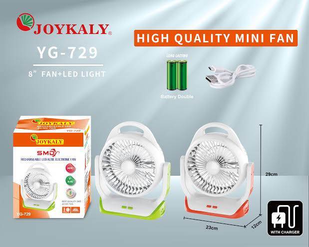 JOYKALY%20YG-729%20Portable%20Rechargeable%20LED%20Light%20AC/AD%20Electronic%20Fan%20with%208"%20inches%20High%20Speed%20Blade%20-%20Image%207