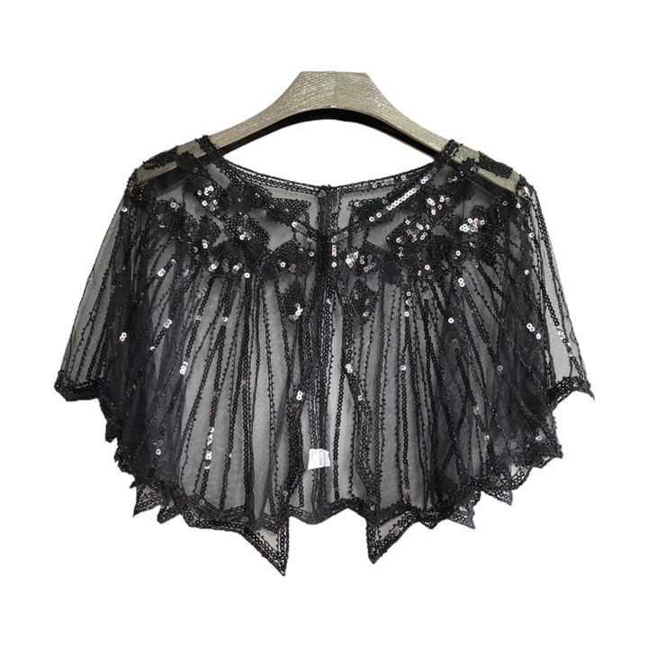 【Lejia】Women Cape Summer Beaded Shrug Dress Shawl