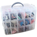 Arts, Crafts and Jewelry Organizer Stackable 3-Tier Clear Plastic Organizer with 30 Adjustable Compartments.