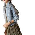 autumn winter new fashion sequin denim jacket women's short loose fitting and slimming top. 