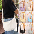 Large Capacity Waffle Crossbody Bag Simple Nylon Underarm Bag INS Korean Style Single Shoulder Bag College Style 1Pcs. 