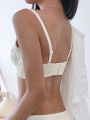 Women's Small Chest Special Gathering Display Large Embroidery Small Floral Strapless  Beautiful Back Bra. 