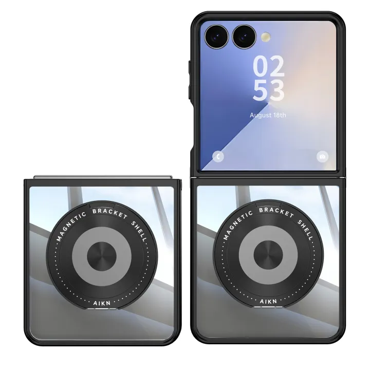 HODON%20360%C2%B0%20Rotatable%20Magnetic%20Kickstand%20Phone%20Case%20for%20Samsung%20Galaxy%20Z%20Flip%207%206%205%20TPU+PC%20Clear%20Shockproof%20Cover%20-%20Image%207