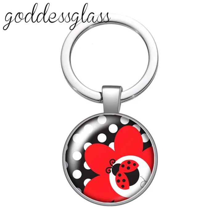 Cute%20Lovely%20Ladybug%20dots%20insect%20animals%20Round%20glass%20cabochon%20keychain%20Bag%20Car%20key%20chain%20Ring%20Holder%20Charms%20keychains%20for%20gift%20-%20Image%203