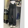 Large Size Straight Jeans for Fat Girls Spring and Autumn New American StylevibeFenggao Street Slimming and Wide Leg Mop Pants. 