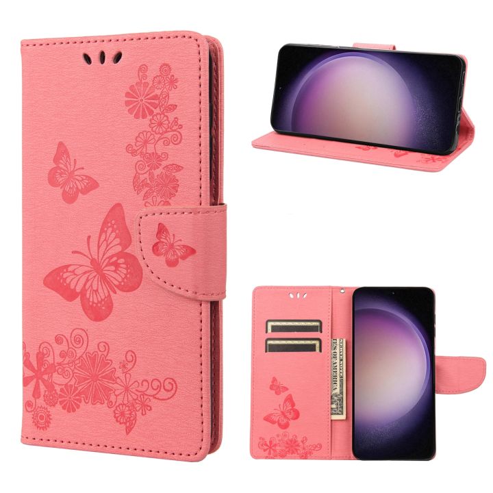 （COD)For Samsung Galaxy S23 5G Butterfly Embossed Horizontal Flip Leather Phone Case