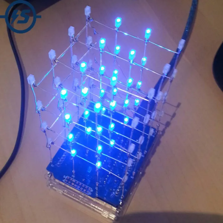 4X4X4 Blue LED Light Cube Kit 3D LED DIY Kit Electronic Suite for Arduino Smart Electronics Led Cube Kit