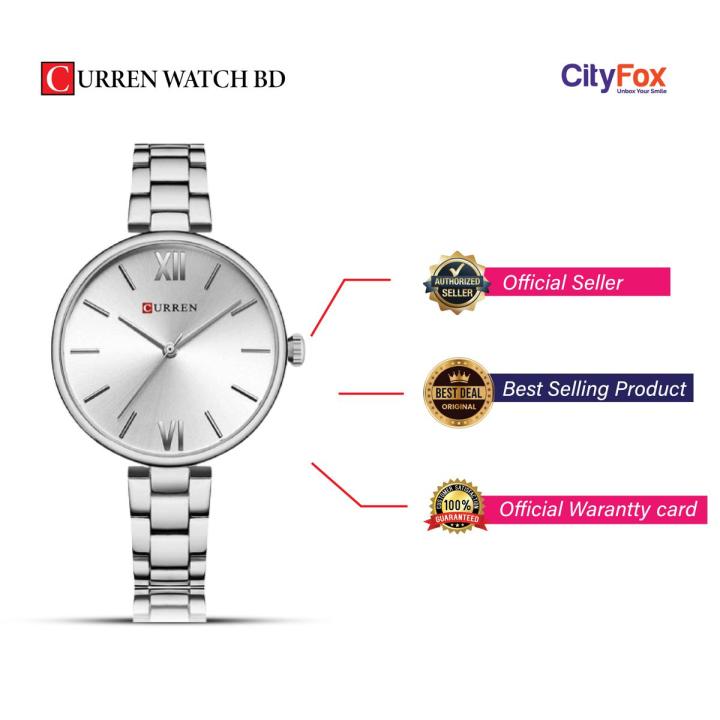 CURREN 9017 Stainless Steel Analog Watch For Women - Silver