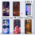 2 IN 1 Tecno Spark Go 2023 Case Soft TPU Colorful Painted Phone Case With Curved Tempered Film.
