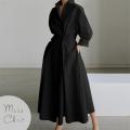 S-5XL Korean Fashion Long Sleeve Shirt Dress Chic Turndown Neck Ruched Maxi Dress Women 2022 Autumn Winter Clothes Streetwear. 