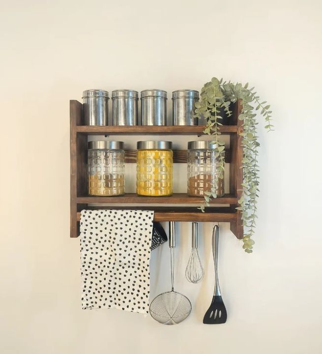 Wooden Kitchen Storage Rack Height 18 inch Width 24 inch Depth 5 inch ...