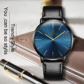【Top mobile Store】（NEW）Minimalist Men's Watch Ultra Thin Watches For Men Fashion Simple Leather Clock. 
