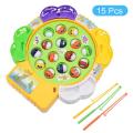 Kids Fishing Toys Electric Musical Rotating Fishing Game Musical Fish Plate Set Magnetic Outdoor Sports Toys for Children Gifts. 