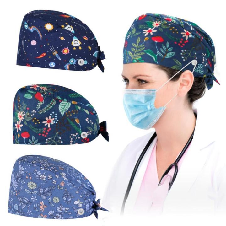 Surgical Cap Printed Nurse's Cap Cotton Dust Cap Long Hair Cap Doctor's Cap Surgical Cap Anesthesia