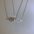 925 Sterling Silver guardian angel wings love necklace female ins clavicle chain light luxury small crowd design feeling beating heart. 