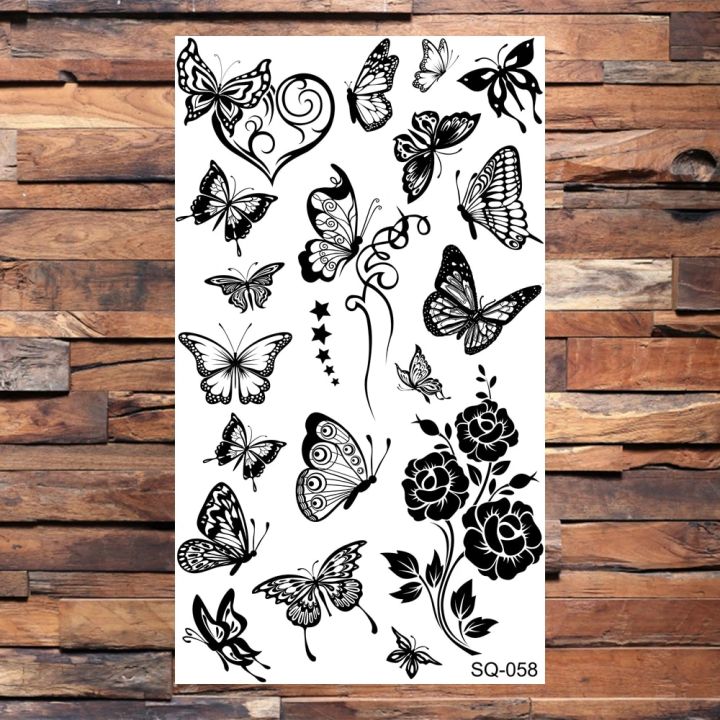 Letter%20Flower%20Temporary%20Tattoos%20For%20Women%20Adults%20Realistic%20Butterfly%20Dandelion%20Tree%20Life%20Tattoo%20Sticker%20Body%20Tatoos%20Flower%20-%20Image%204