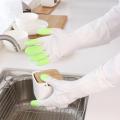 1 Pair Cleaning Gloves Non-Slip Waterproof PVC White Long Sleeve Dishwashing Rubber Gloves Kitchen Supplies Kitchen Clean Tool. 