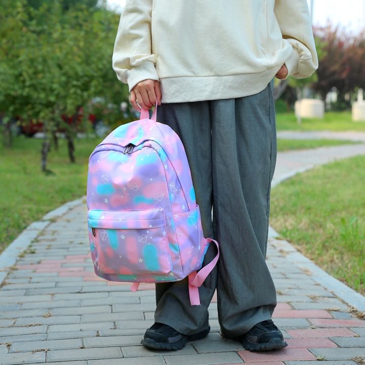 3pcs/set%20Computer%20Bag%20Large%20Capacity%20Fashion%20Women%20Nylon%20Casual%20Backpack%20Adjustable%20Strap%20School%20Knapsack%20Cute%20Gradient%20for%20Gift%20-%20Image%203