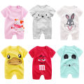 (NEW)Newborn Infant Baby Boy irl Cartoon Printing Short Sleeve Romper Bodysuit. 