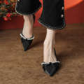 339-32 and Elegant Silk High Women's Thin Heels, Pearl Twisted Single Shoes, New Chinese Wedding Shoes Companion. 