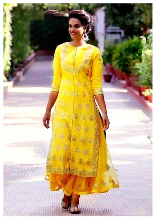 Unstitched Yellow Georgette Salwar Kameez