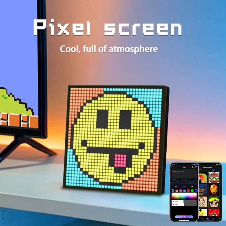 LED Matrix Pixel Display Smart Screen APP Control Programmable Night Light Digital Pixel Photo Frame Game Room Decor Table Lamp