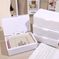 Ins Style White Flip Storage Box Anti-dust Storage Desktop Stationery Organizer Box Multifunctional Small Object Sorting Storage Boxes. 