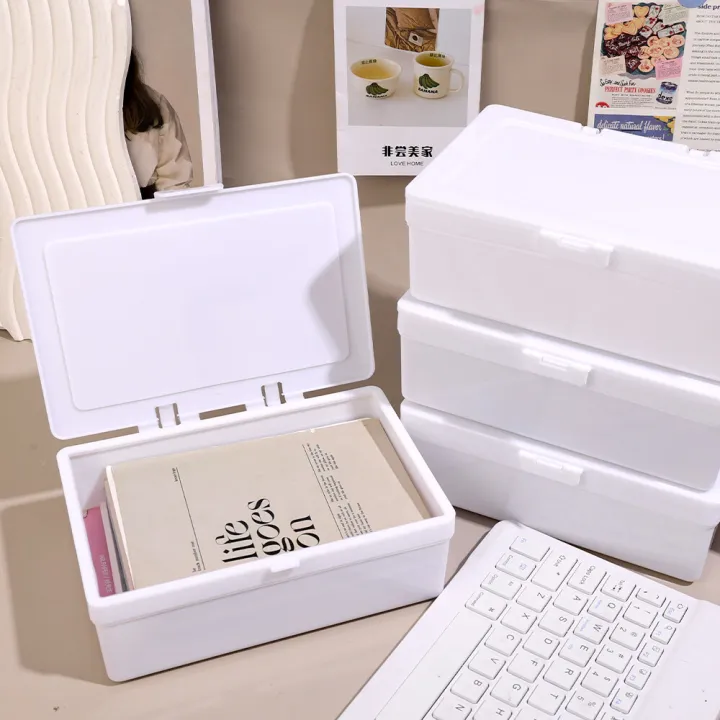 Ins%20Style%20White%20Flip%20Storage%20Box%20Anti-dust%20Storage%20Desktop%20Stationery%20Organizer%20Box%20Multifunctional%20Small%20Object%20Sorting%20Storage%20Boxes%20-%20Image%202