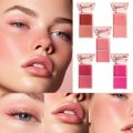 2in1 Spring Pink Blush Matte Dewy Rosy Blush Makeup Pan Long Wearing High Pigment Orange Red Cream Powder Blush Palette. 