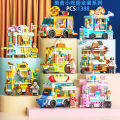 Building blocks, mini street scene, building model, children, boys, girls, puzzles, puzzles, stalls, gifts, cross-border. 