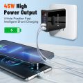45W Quick Charge 3.0 USB Wall Charger Fast Charging Phone Adapter Type C Charger For iPhone 14 Xiaomi Samsung LED Mobile Charger.