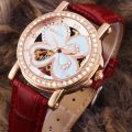 EPOZZ Butterfly hollow Women Automatic Mechanical watches Ladies clock White Leather Arabic numeral Skeleton relogio feminino.