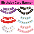 Birthday Card Banner: Black, Red, Light Blue, Pink, and White Paper Birthday Banner-(Pack of 1 Pcs).
