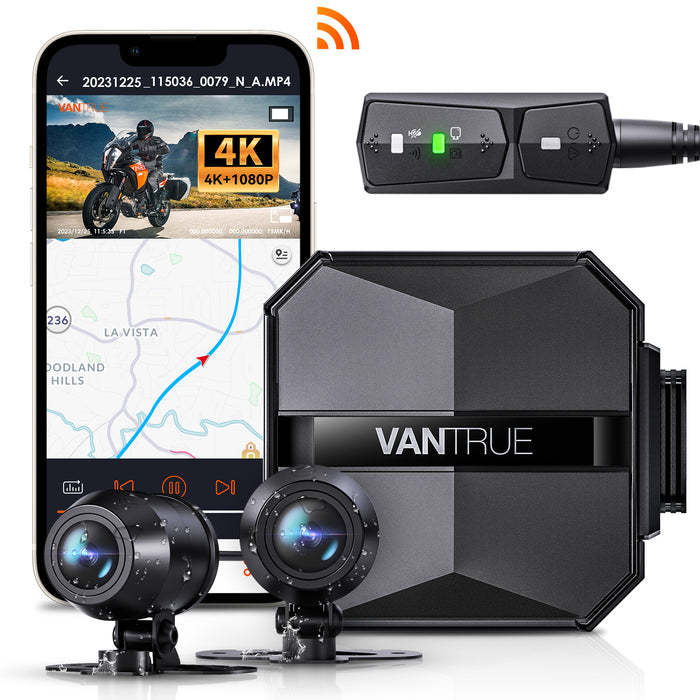 Vantrue F1 4K + 1080P Front and Rear Motorcycle Dashcam
