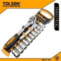 TOLSEN 12Pcs Quick Release Reversible Ratchet Handle w/ Socket Set (1/2" Drive) Industrial Series 15152.