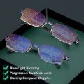 Intelligent Zoom Glasses New Anti Blue Ray Reading Glasses Men Women Rimless Cutting Presbyopia Eyewear Prescription Glasses. 