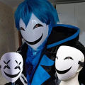 Cosplay Full Face Masks Adults Japanese Anime White Smile Mask Halloween Props Adjustable Mask Performance Facepiece Helmet.