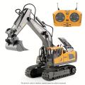 11-Channel 2.4G RC Excavator Toy - Realistic Alloy & Plastic Engineering Vehicle - Durable Electronic Gift for 6-10 Year Olds - Interactive Playtime.