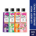 Lux Body Wash 245ml (Bundle of 4) - Dove Shampoo 79 ml free. 